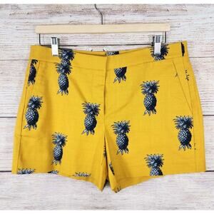 NWT Ann Taylor Devin Fit Shorts Yellow Pineapple Size 8 Women Novelty Vacation